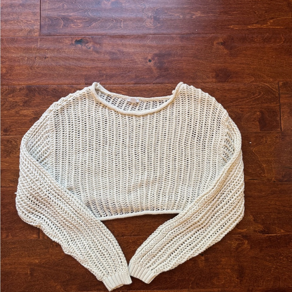 Garage Cream Ribbed Crew Neck Sweater